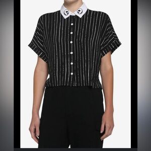 Hot Topic The Nightmare Before Christmas Jack Pinstripe Girls Woven Button-Up